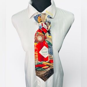 Tabasco Red and Green Necktie with Ted Burst Brooch